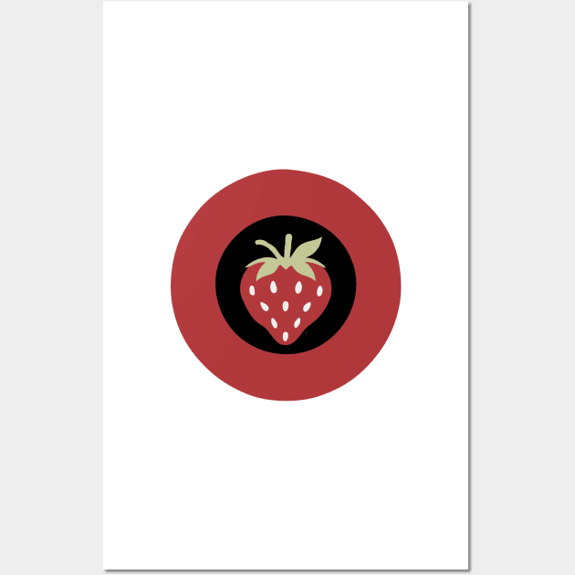 Sweet Serenity: A Minimalistic Strawberry Wall Art by Anigroove